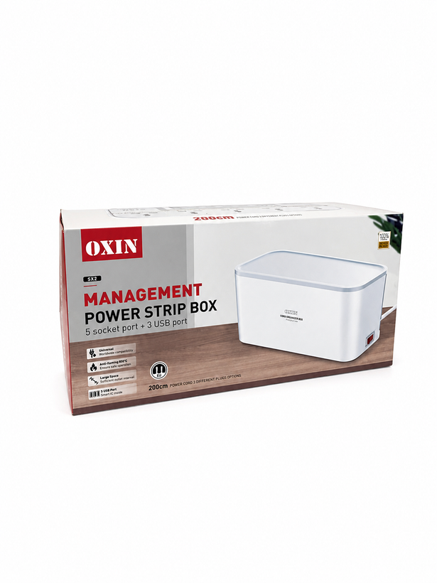 محافظ برق OXIN SX2 | ۵ پورت + ۳ USB | مدیریت کابل + ضد شعله ۸۵۰ درجه