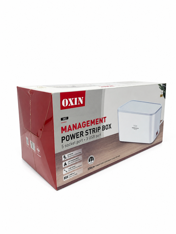 محافظ برق OXIN SX2 | ۵ پورت + ۳ USB | مدیریت کابل + ضد شعله ۸۵۰ درجه