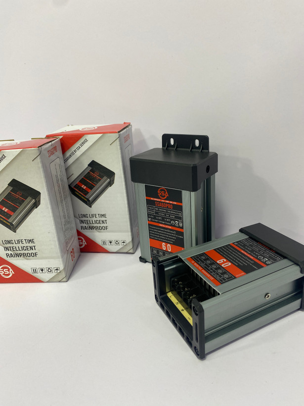 درایور (پاور) LED ضدآب SSA60PRO | ۱۲ ولت ۶۰ وات + ضدباران + طول عمر بالا + مناسب فضای باز