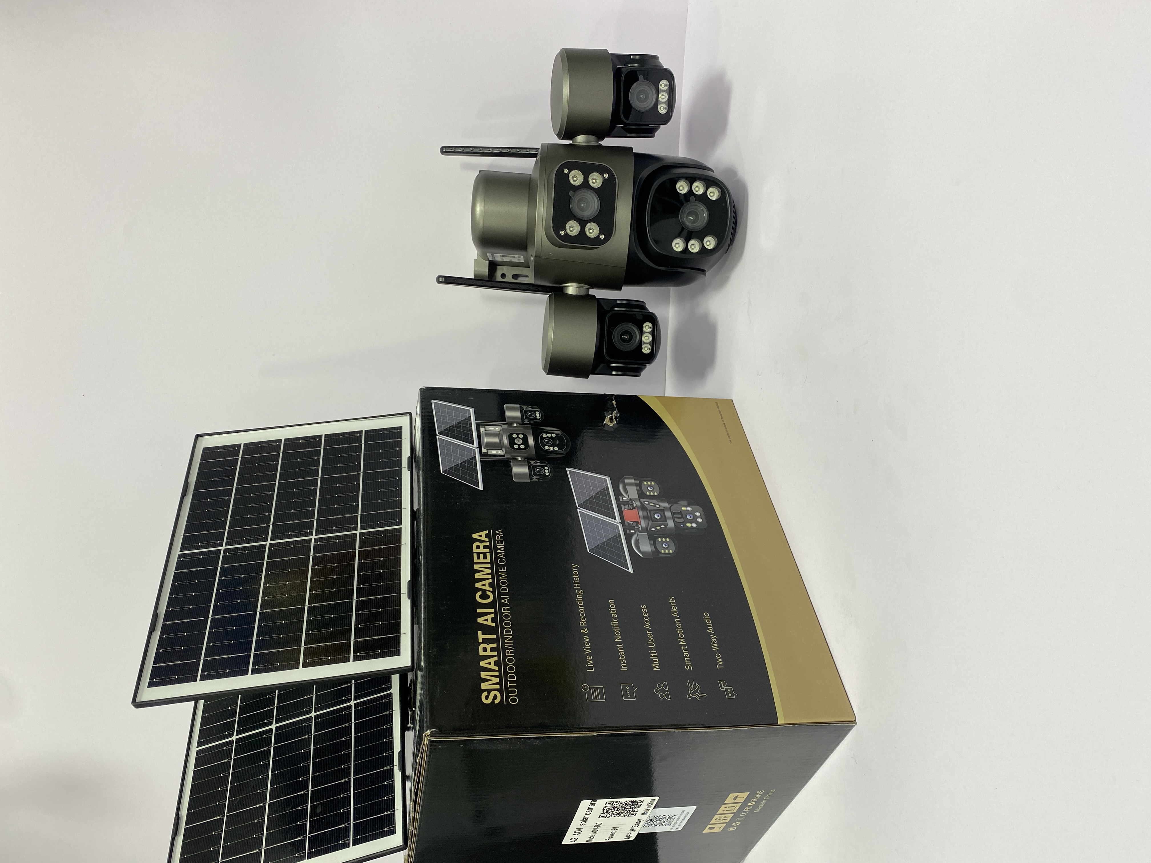 دوربین خورشیدی 4G مدل AOV-760 | سه‌چشمی + دو پنل خورشیدی + بدون نیاز به برق و وای‌فای