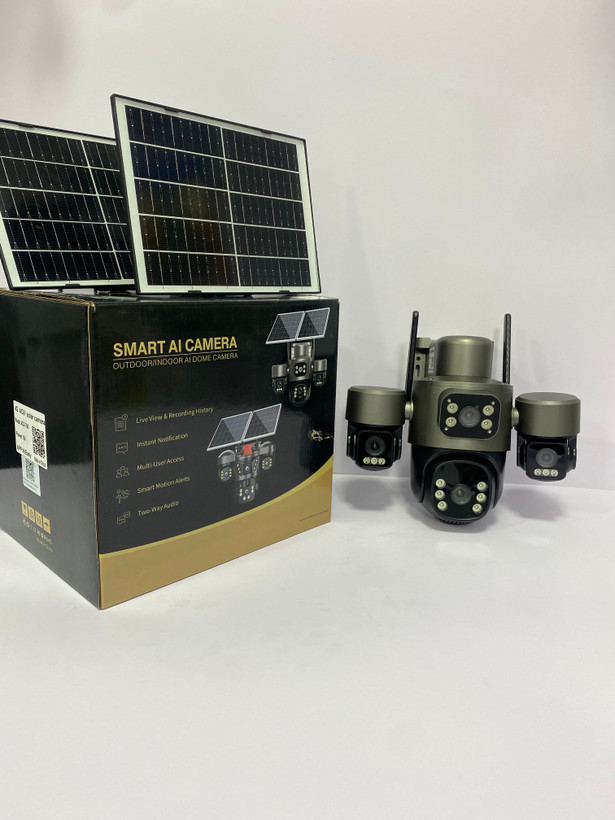 دوربین خورشیدی 4G مدل AOV-760 | سهچشمی + دو پنل خورشیدی + بدون نیاز به برق و وایفای